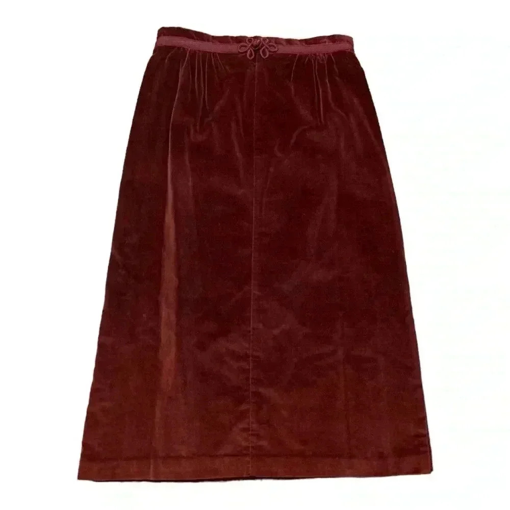 Vintage Union Made MJ Concepts in Sportswear Maroon Velvet Skirt size 13